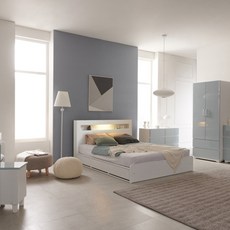 크렌시아 오로라2 LED 멀티수납 침대 + 독립CL40T매트리스 방문설치, 화이트