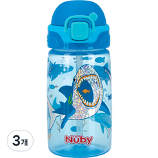 누비 글리터 츄츄 빨대컵, 블루죠스, 3개, 415ml