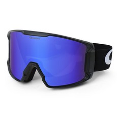 Oaklans S7 高級滑雪雪鏡 + 硬殼收納盒 + 清潔兩用收納袋, 黑色鏡框 + 藍色鍍膜鏡片