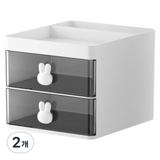 벤프 토끼 수납 정리 연필 악세사리 보관함, 2개, 화이트