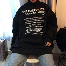 條碼草寫字母孕婦寬鬆高領大學T