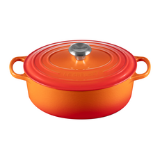 LE CREUSET 橢圓鐵鍋 4480g 3.2L, 火焰橘, 1個, 25cm