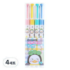 모나미 펭수 트윈 형광펜 뉴브리즈 4색 세트, 혼합색상, 4세트