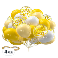 만들하비 컨페티 풍선 30p 세트, 옐로우(랜덤발송), 4세트