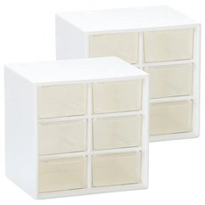 小物抽屜收納盒, 12.3 x 9.8 x 12cm, 6格款, 塑膠材質, 白色, 3層