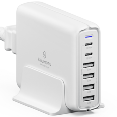 SINJIMORU Opdi 90W 接地 6埠 PPS 超高速 多功能 PD 充電器, 1個, 白色