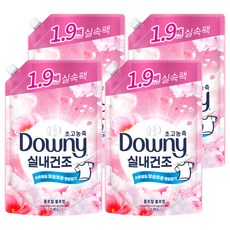 다우니 실내건조 초고농축 섬유유연제 플로럴 블로썸향 리필, 1.35L, 4개