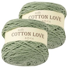 CheongsongTteugaesil Cotton Love 編織線 36股, 346艾草色, 2個