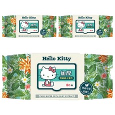 Hello Kitty 凱蒂貓 加厚純水柔濕巾(薄荷), 1入, 3包