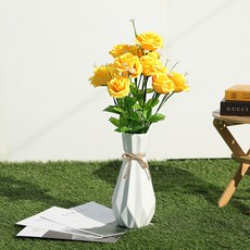 JOART 人造夏洛特玫瑰12朵花束, 黃色, 1套