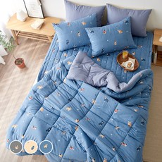 LaMonte 狗狗印花超細纖維四季薄被, 藍色