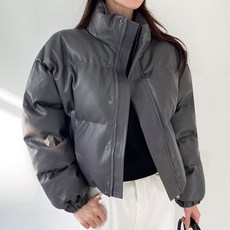 Planday 女款立領霧面皮革保暖鋪棉外套