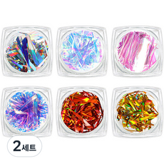 玻璃全息貼膜美甲飾品6件組 KN-A4089, 混合色, 2套