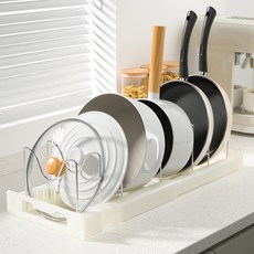 코멧 확장형 프라이팬 식기 수납정리대, 화이트, 1개