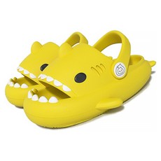 鯊魚兒童防滑厚底兩用洞洞涼拖鞋 16/內長15.5公分 塑膠(EVA)+橡膠, 黃色, 160mm