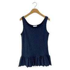 時髦黑女款橡膠圓點蛋糕裙荷葉邊無袖T恤 cpt16537k53