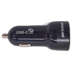 peripower 急速60W雙USB-C PD車充 支援12-24V輸入, PS-U19, 黑色