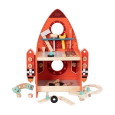 Classic WORLD 客來喜 經典木玩 火箭工具台 50574, 混和顏色, 1組