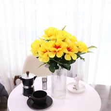 JOART 人造花 睡蓮 9朵花束, 黃色