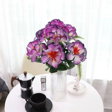 JOART 人造花 掃墓花 9朵睡蓮花束 3入, 紫色