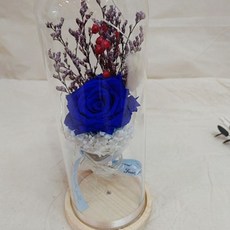 有花的風景 鮮花 永生花 + 玻璃罩 大, 藍色(永生花)