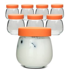 미르코리아 헥사 실리콘뚜껑 요거트 우유 유리병 인디핑크, 100ml, 8개