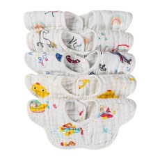 ilody 口水兜 紗布6層 Set 5條 100%純棉 順吸防水 透氣 雙面印花, 27 x 28cm, 萌寵時代, 1組