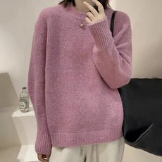 LUNA GIRL 女款Roserin簡約圓領針織衫