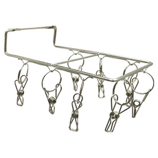 壁掛式不鏽鋼長形曬架8夾, 銀色, 1個