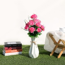 JOART 人造掃墓花 12朵網紗玫瑰花束 3入, 粉紅色, 3個