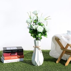 JOART 人造掃墓花 12朵網紗玫瑰花束 3入, 奶油色, 3個