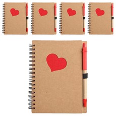 愛心原子筆筆記本 原子筆芯隨機出貨 55張, 紅色, 5個