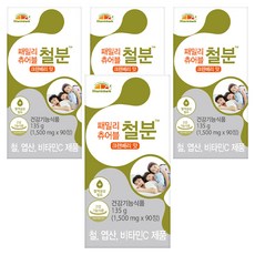 비타민뱅크 패밀리 츄어블 철분 크렌베리맛, 90정, 4개