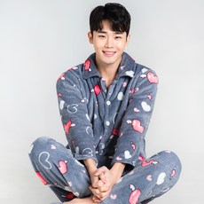 eline 天使翅膀男士貂絨上下睡衣套組