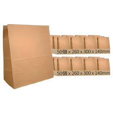 牛皮紙方形抱袋，寬260 x 高300 x 摺邊140 mm，厚度75磅, 單色, 100個