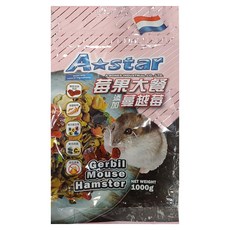 A star 寵物鼠莓果大餐，添加蔓越莓，適用於倉鼠/沙鼠/寵物鼠, 1kg, 1袋