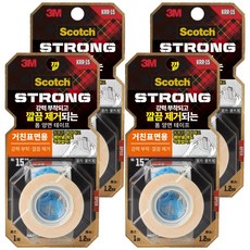 3M 易剝離超強透明雙面膠帶，適用於粗糙表面, 白色, 4個