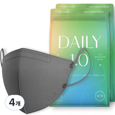 CLA 데일리 라이트패키지 보건용 컬러 새부리형 마스크 대형 KF94, 25개입, 4개, 딥그레이
