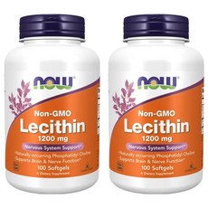 Now健而婷 卵磷脂膠囊食品，含膽鹼磷脂質(PC)+乙醇胺磷脂質(PE)+肌醇磷脂質(PI)，GMP認證，更好吸收, 100顆, 2罐