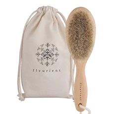 fleurient 芙樂莉 天然馬毛美體按摩刷 台灣製 23.5cm x 6cm x 4cm, 1組, Wooden Handle