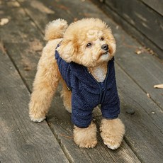 BENNYS 寵物刷毛連帽拉鍊外套, 海軍藍