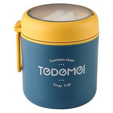 TeDeMeI 特得美 馬卡龍不鏽鋼早餐杯, 日式保溫湯杯, 530ml, 304不鏽鋼材質, 馬卡藍, 1個