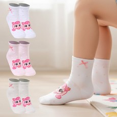 프리미에팜 아동용 캐치 티니핑 하츄핑 리본 단목 양말 3켤레 세트