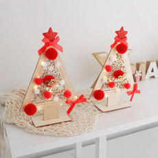 Bluehen 木質迷你聖誕樹 2入, 紅色