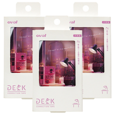 oval 歐文 桌上型修正帶 + 2入替換帶組合, 夕陽紫(修正帶), 透明(替換帶), 3套