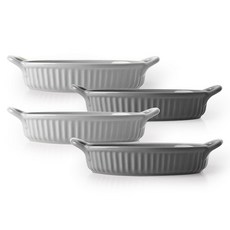 奶油風焗烤盤 2款 x 2入, 灰色,炭灰色, 4個