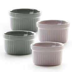 PRELUDE Creamy壓紋舒芙蕾杯 2款組, 印度粉色、灰色, 2套