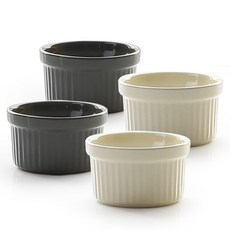 PRELUDE Creamy壓紋舒芙蕾杯 2款組, 象牙，木炭, 2套