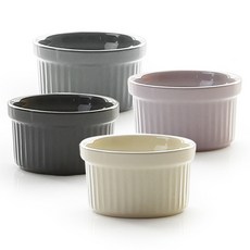 PRELUDE 陶瓷甜點碗 4入, 印度粉色、象牙色、灰色、木炭色, 1套
