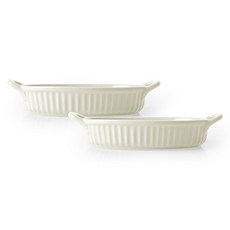 PRELUDE 素色雙柄式橢圓形焗烤盤, 象牙, 2個